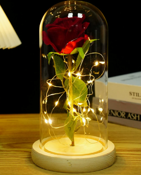 Rose Glass Cover With LED Light Ornaments
