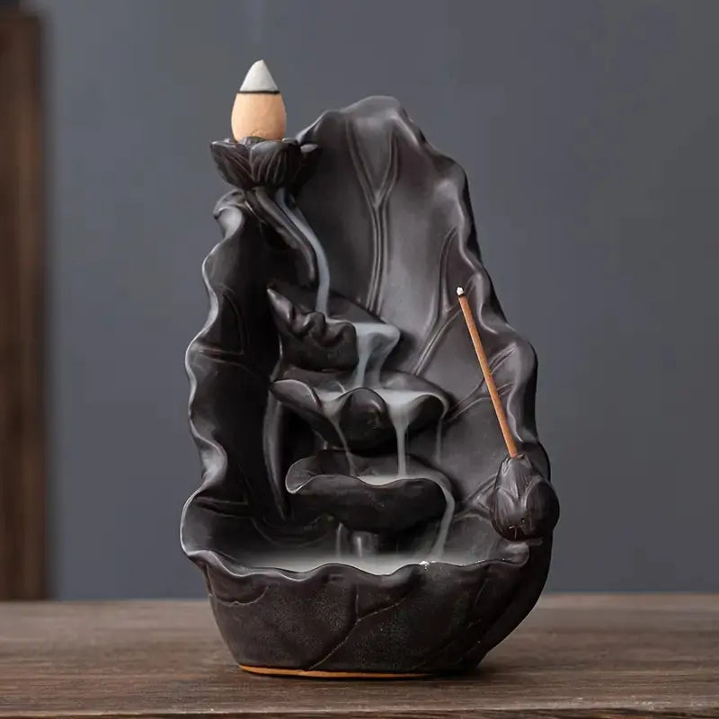 Lotus Flower Ceramic Incense Burner Home Decoration
