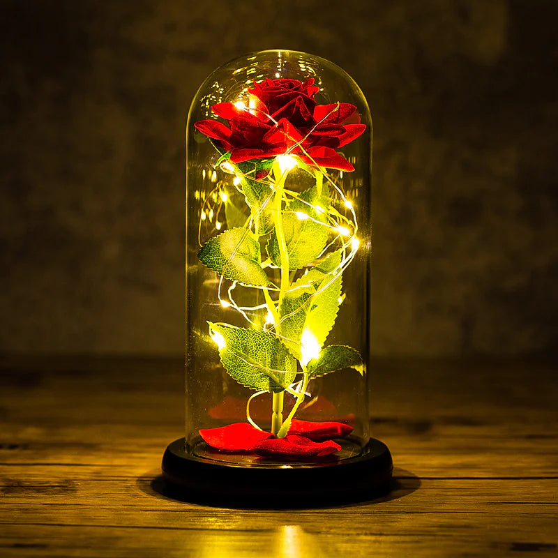 Rose Glass Cover With LED Light Ornaments