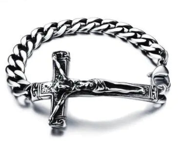 Jesus Cross Bracelet, Titanium Steel Men's Bracelet